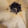 Lampa wisząca vintage włoskie szkło dymione drewno 84 cm