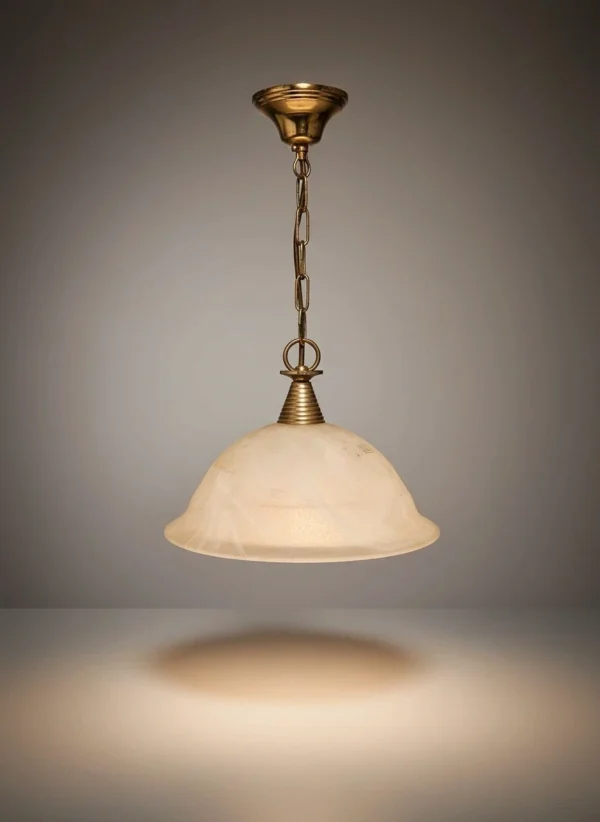 Lampa wisząca Murano Italia szkło alabastrowe mosiądz 52 cm