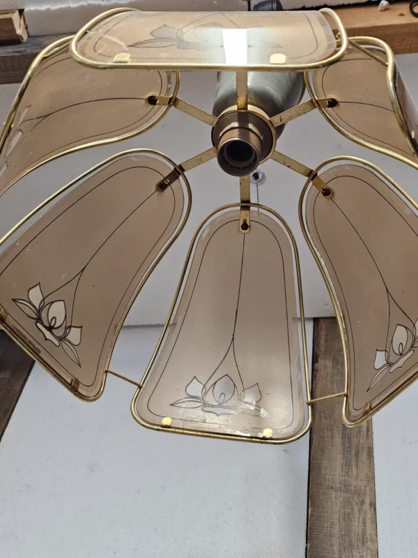 Lampa wisząca Massive vintage dymione szkło kwiat lotosu 59 cm