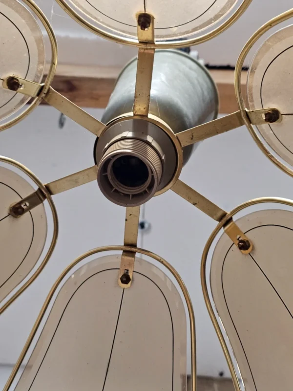 Lampa wisząca Massive vintage dymione szkło kwiat lotosu 59 cm