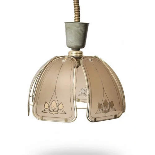 Lampa wisząca Massive vintage dymione szkło kwiat lotosu 59 cm