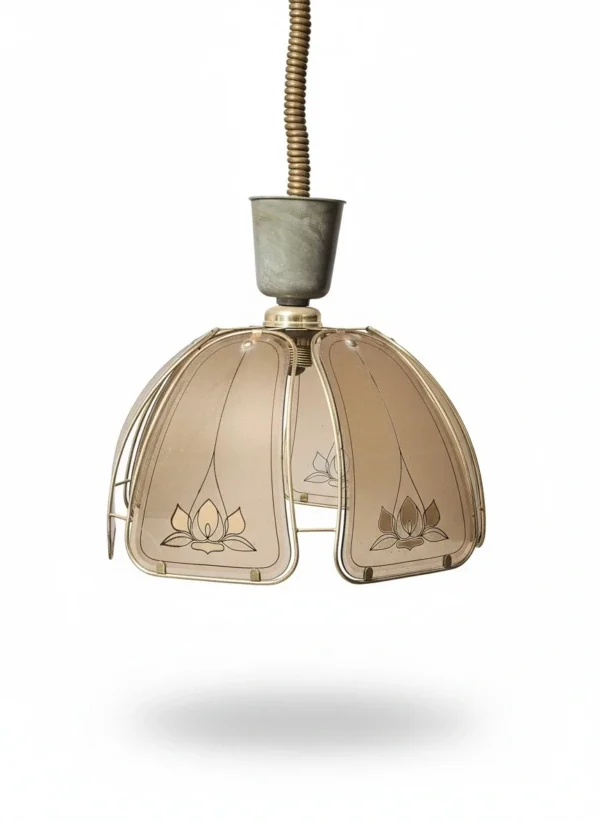 Lampa wisząca Massive vintage dymione szkło kwiat lotosu 59 cm