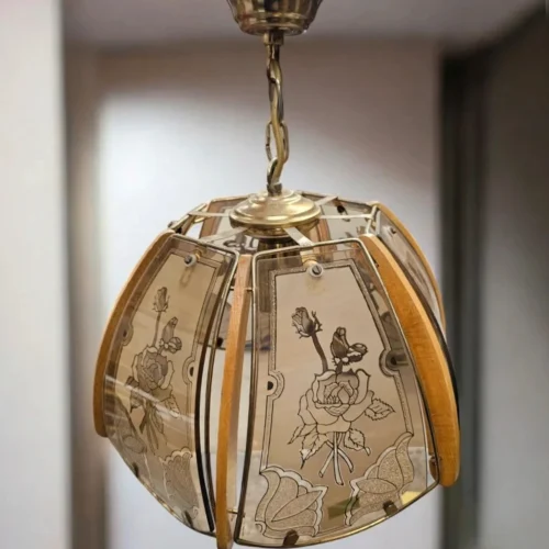 Vintage lampa wisząca z dekoracyjnym Szkłem – średnica 32 cm