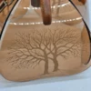 Vintage lampa wisząca z bursztynowym szkłem i drewnianymi Detalami – 77 cm wysokości
