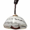 Lampa wisząca vintage Habeco Germany regulowana mleczne szkło drewno 67 cm