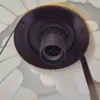 Lampa wisząca vintage Habeco Germany regulowana mleczne szkło drewno 67 cm
