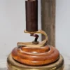Lampa wisząca vintage Habeco Germany regulowana mleczne szkło drewno 67 cm