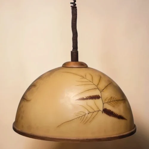 Lampa wisząca vintage z prawdziwymi roślinami regulowana Italy 73 cm