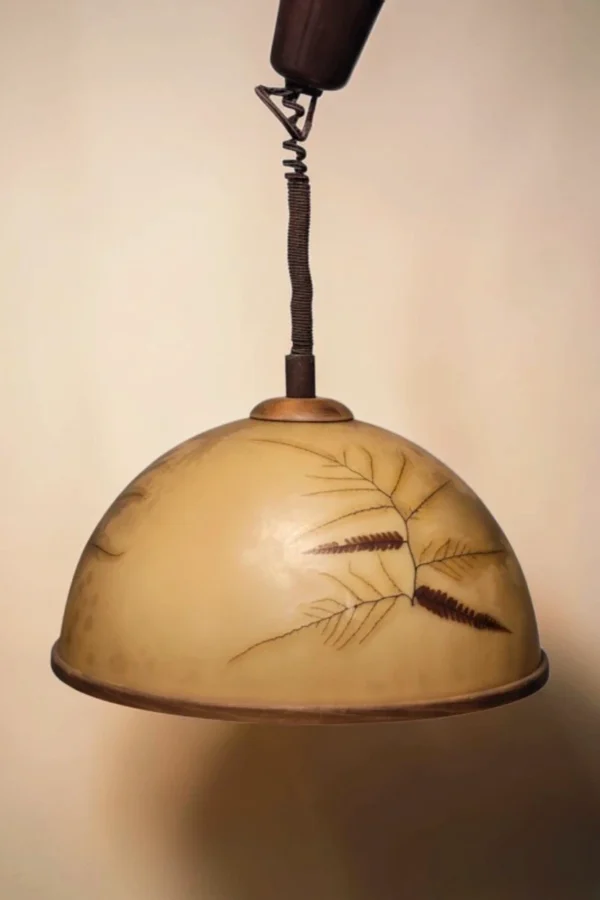 Lampa wisząca vintage z prawdziwymi roślinami regulowana Italy 73 cm