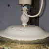 Lampa wisząca vintage Graeve biała z dymionym kloszem 27 cm