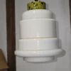 Lampa wisząca Hustadt Leuchten biały klosz zielony akcent retro 65 cm