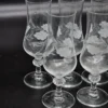 Kieliszki vintage ręcznie zdobione kwiatowy grawer komplet 5 sztuk 18 cm