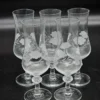 Kieliszki vintage ręcznie zdobione kwiatowy grawer komplet 5 sztuk 18 cm