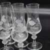 Kieliszki vintage ręcznie zdobione kwiatowy grawer komplet 5 sztuk 18 cm