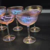 Kieliszki coupe iryzowane różowe komplet 6 sztuk retro