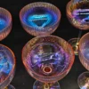 Kieliszki coupe iryzowane różowe komplet 6 sztuk retro