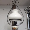 Lampa wisząca vintage rustykalna szkło mleczne ceramika kwiaty 69 cm
