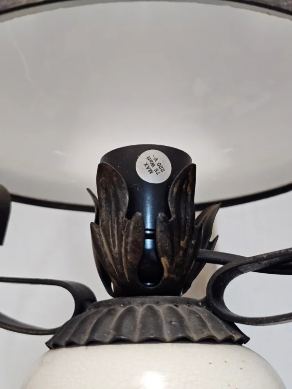 Lampa wisząca vintage rustykalna szkło mleczne ceramika kwiaty 69 cm