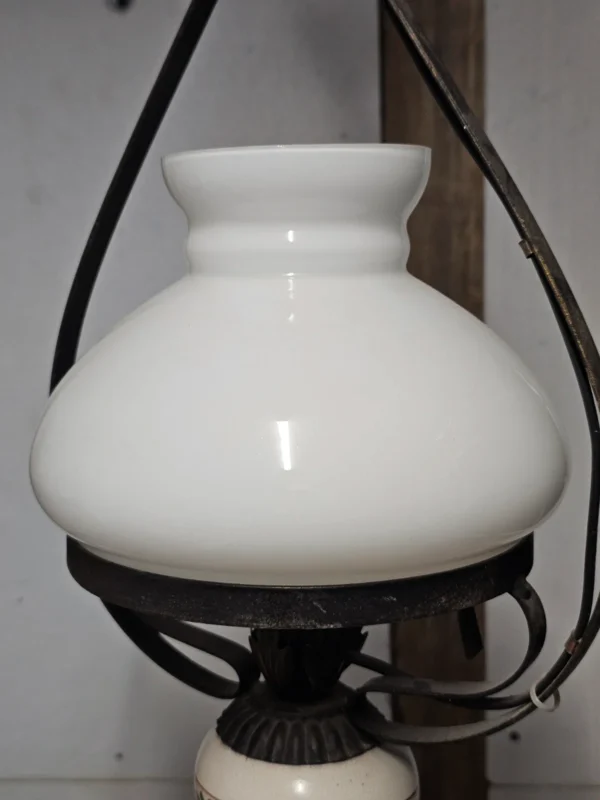 Lampa wisząca vintage rustykalna szkło mleczne ceramika kwiaty 69 cm