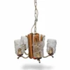 Lampa wisząca vintage 5 kloszy drewno szkło 85 cm