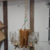 Lampa wisząca vintage 5 kloszy drewno szkło 85 cm