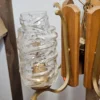 Lampa wisząca vintage 5 kloszy drewno szkło 85 cm