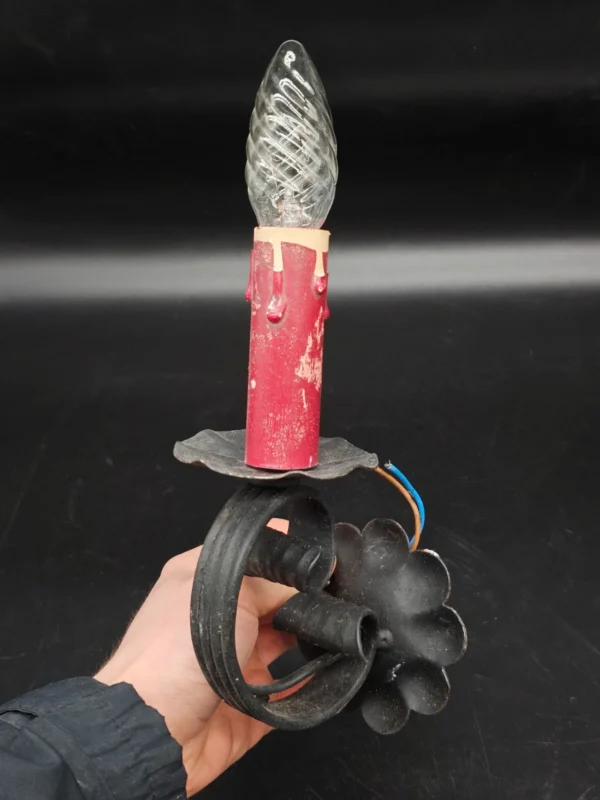 Kinkiet ścienny świecznikowy metalowy vintage 30 cm