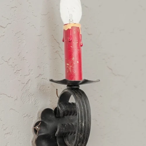 Kinkiet ścienny świecznikowy metalowy vintage 30 cm
