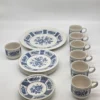 Zestaw Johnson Bros England niebieski – 6 filiżanek + talerze vintage