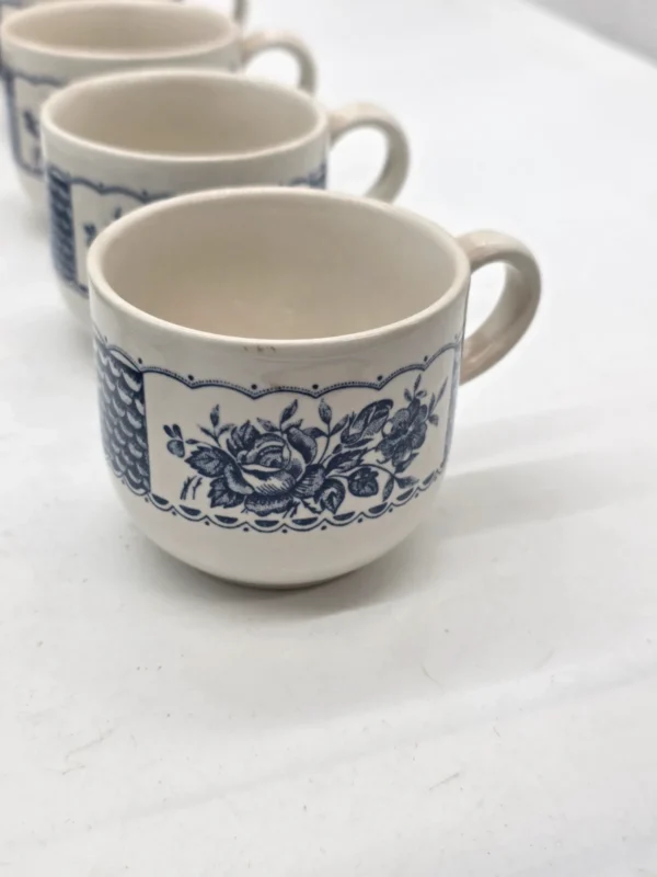 Zestaw Johnson Bros England niebieski – 6 filiżanek + talerze vintage