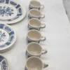 Zestaw Johnson Bros England niebieski – 6 filiżanek + talerze vintage