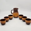 Niemiecki zestaw Ceramiczny dzbanek + 6 czarek relief winogrona vintage