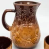 Niemiecki zestaw Ceramiczny dzbanek + 6 czarek relief winogrona vintage