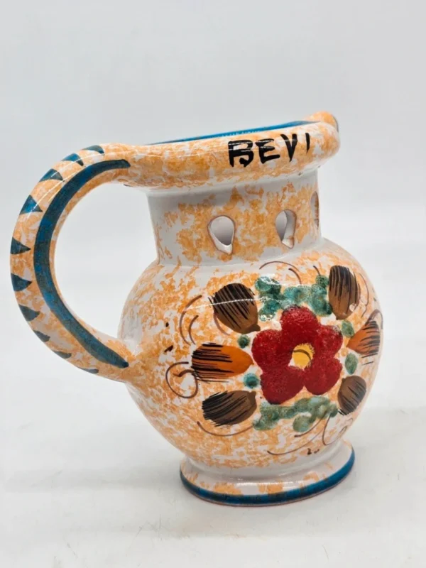 Ceramiczny dzbanek Dekoracyjny włoski ręcznie malowany folk 15 cm