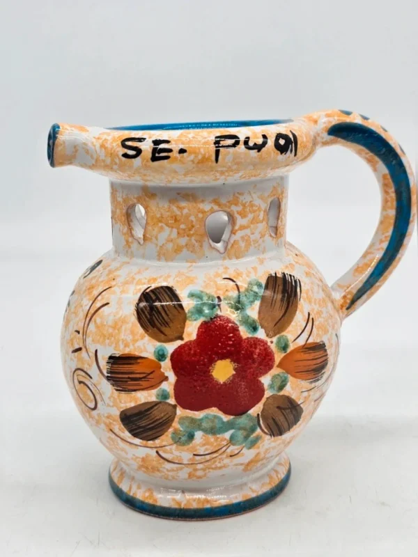 Ceramiczny dzbanek Dekoracyjny włoski ręcznie malowany folk 15 cm