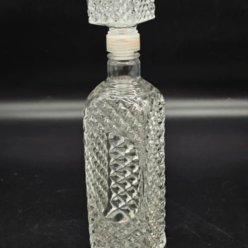 Karafka vintage grube szkło szlifowane 0,5 l korek ozdobny 29 cm