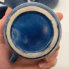 Komplet 6 granatowych kubków ceramicznych reliefowych vintage retro
