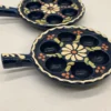 Zestaw 2 ceramicznych naczyń do ślimaków escargot 6 otworów granatowe folk