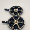 Zestaw 2 ceramicznych naczyń do ślimaków escargot 6 otworów granatowe folk