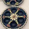 Zestaw 2 ceramicznych naczyń do ślimaków escargot 6 otworów granatowe folk