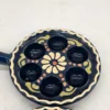 Zestaw 2 ceramicznych naczyń do ślimaków escargot 6 otworów granatowe folk