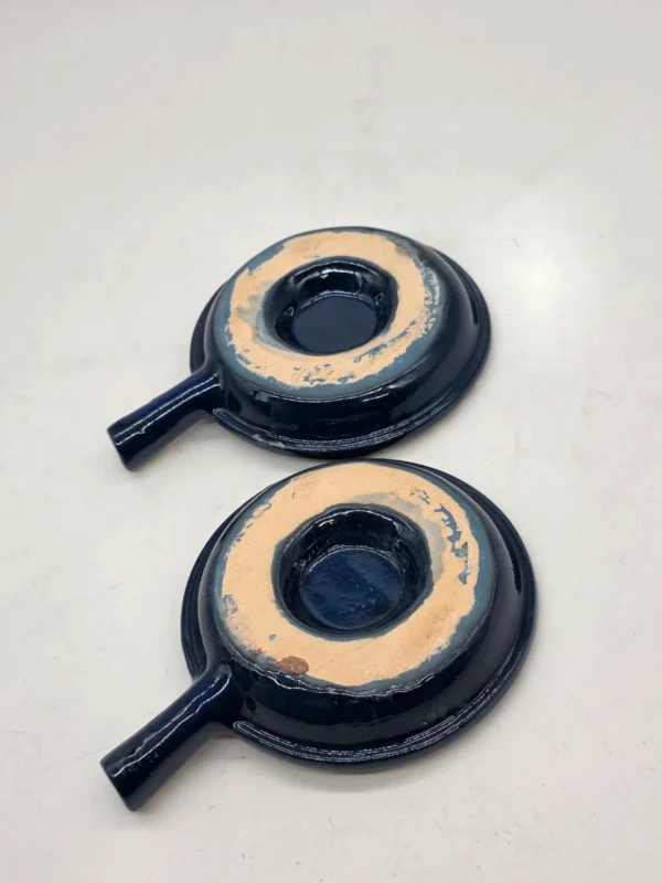 Zestaw 2 ceramicznych naczyń do ślimaków escargot 6 otworów granatowe folk