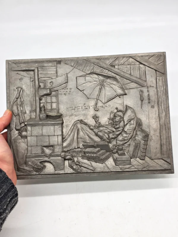 Metalowa plakieta ścienna Der arme Poet relief 22x29 cm