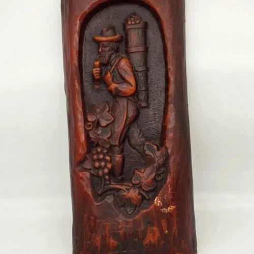Płaskorzeźba ścienna z wosku winiarz winobranie dekoracja 47x20 cm