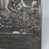 Metalowa plakieta ścienna relief ogrodnik z kaktusem vintage 22x29