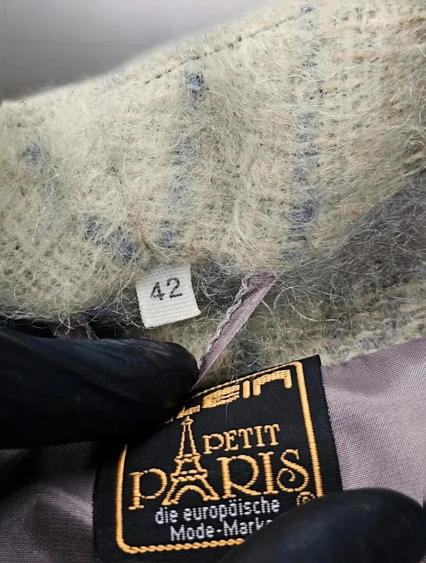 Ekskluzywny płaszcz wełniany z alpaki Petit Paris, rozmiar 42