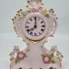 Zegar kominkowy H&C Czechosłowacja różowa porcelana ręcznie zdobiona 35 cm