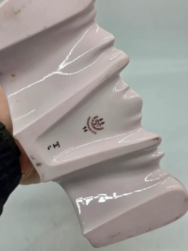 Zegar kominkowy H&C Czechosłowacja różowa porcelana ręcznie zdobiona 35 cm