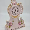 Zegar kominkowy H&C Czechosłowacja różowa porcelana ręcznie zdobiona 35 cm