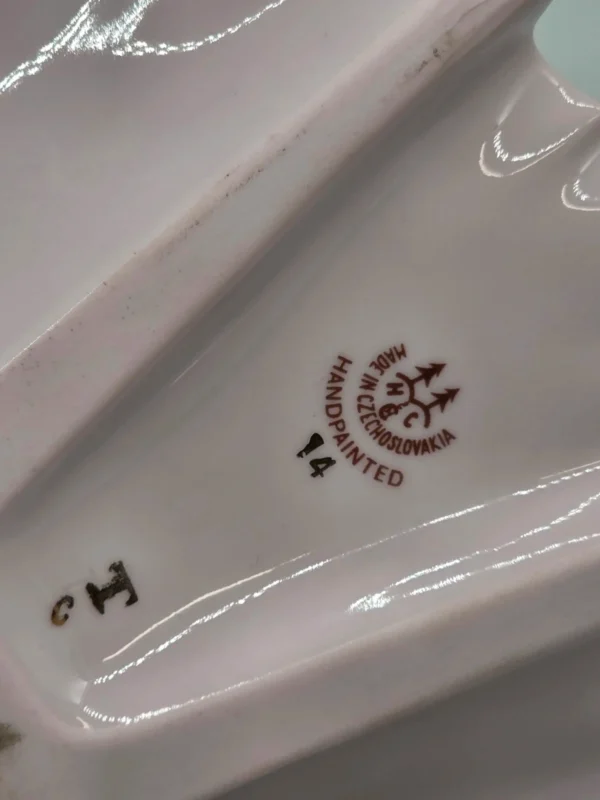 Zegar kominkowy H&C Czechosłowacja różowa porcelana ręcznie zdobiona 35 cm